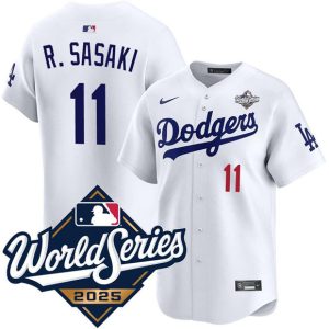 Los Angeles Dodgers #11 Roki Sasaki White 2025 World Series Limited Stitched Jersey