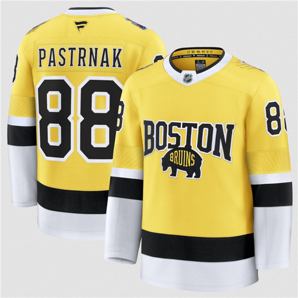 Boston Bruins #88 David Pastrnak Gold 2026 Stadium Series Stitched Jersey