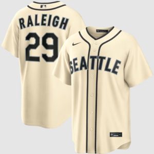 Seattle Mariners #29 Cal Raleigh Cream Jersey
