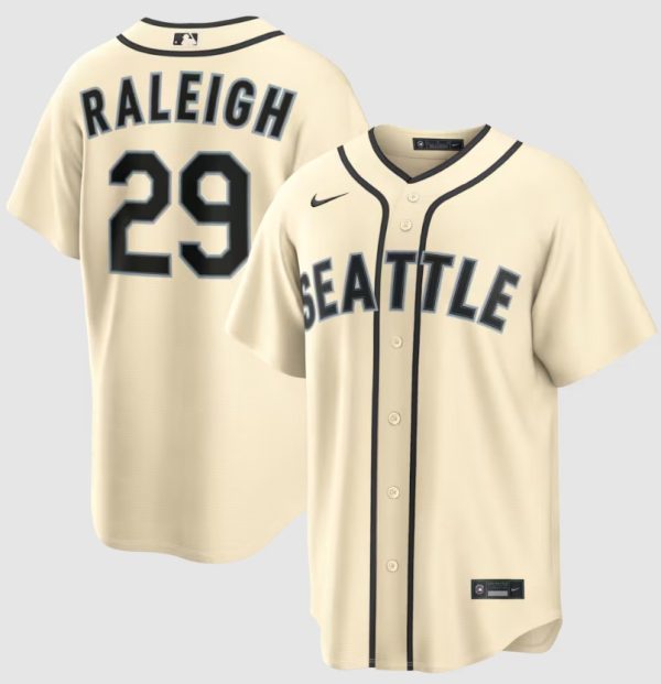 Seattle Mariners #29 Cal Raleigh Cream Jersey