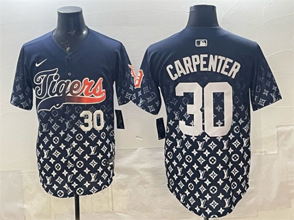Detroit Tigers #30 Kerry Carpenter Navy With Patch Vapor Premier Limited Stitched Jersey