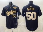 Los Angeles Dodgers #50 Mookie Betts Black Gold 2025 World Series Patch Limited Stitched Jersey