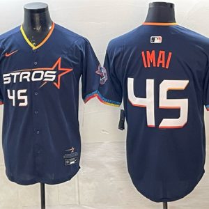 Houston Astros #45 Tatsuya Imai Navy 2025 City Connect With Texas Patch Limited Stitched Jersey