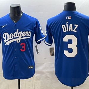 Los Angeles Dodgers #3 Edwin D¨ªaz Royal With 2025 World Series Champions Patch Limited Stitched Jersey