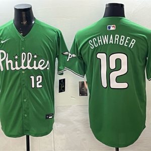 Philadelphia Phillies #12 Kyle Schwarber Green Limited Stitched Jersey