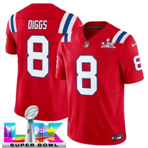 New England Patriots #8 Stefon Diggs Red 2025 F.U.S.E. Super Bowl LX Patch Vapor Limited Stitched Jersey