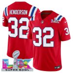 New England Patriots #32 TreVeyon Henderson Red 2025 F.U.S.E. Super Bowl LX Patch Vapor Limited Stitched Jersey