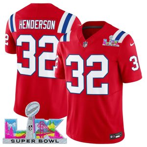 New England Patriots #32 TreVeyon Henderson Red 2025 F.U.S.E. Super Bowl LX Patch Vapor Limited Stitched Jersey