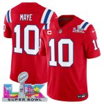 New England Patriots #10 Drake Maye Red 2025 F.U.S.E. Super Bowl LX Patch And 1-Star C Patch Vapor Limited Stitched Jersey