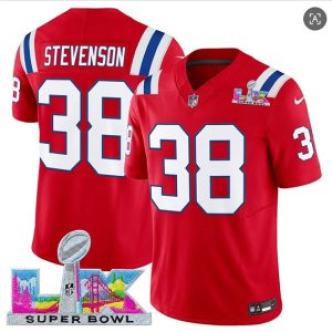 New England Patriots #38 Rhamondre Stevenson Red 2025 F.U.S.E. Super Bowl LX Patch Vapor Limited Stitched Jersey
