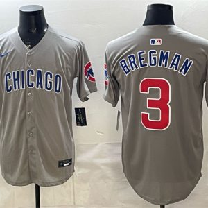 Chicago Cubs #3 Alex Bregman Grey Limited Stitched Jersey