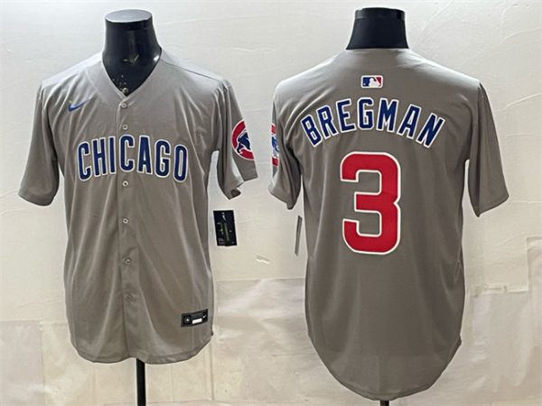 Chicago Cubs #3 Alex Bregman Grey Limited Stitched Jersey