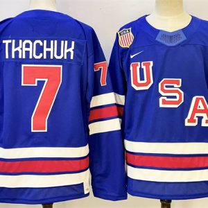 USA #7 Brady Tkachuk Royal 2025-2026 Stitched Jersey