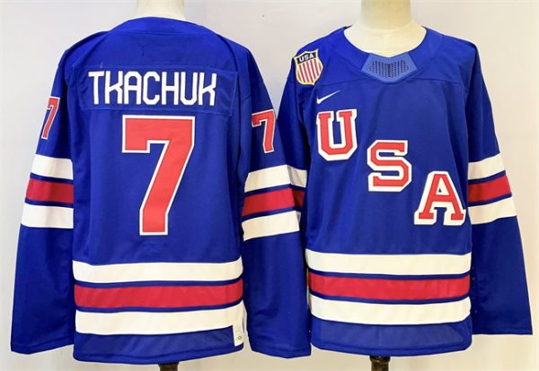 USA #7 Brady Tkachuk Royal 2025-2026 Stitched Jersey