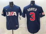 USA #3 Bryce Harper Navy World Classic Stitched Jersey