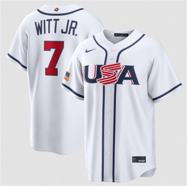 USA #7 Bobby Witt Jr. White 2026 World Classic Home Stadium Stitched Jersey