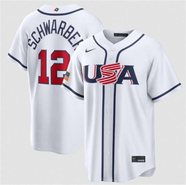 USA #12 Kyle Schwarber White 2026 World Classic Home Stadium Stitched Jersey