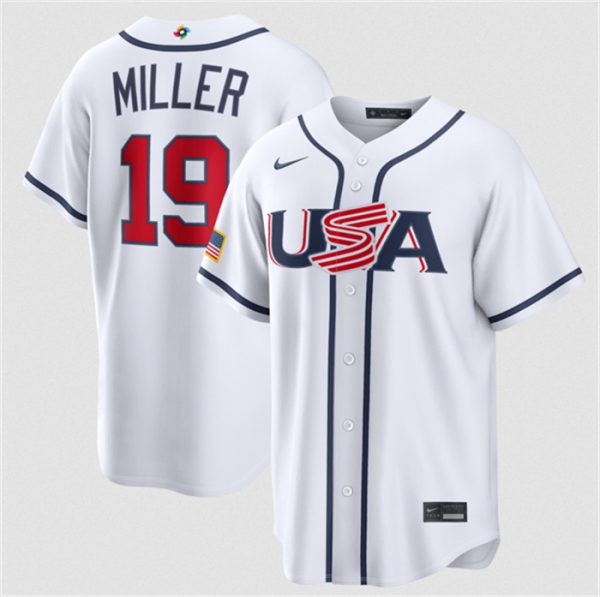 USA #19 Mason Miller White 2026 World Classic Home Stadium Stitched Jersey