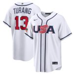 USA #13 Brice Turang White 2026 World Classic Home Stadium Stitched Jersey