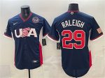 USA #29 Cal Raleigh Navy 2026 World Classic United States 250th Anniversary Patch Road Stadium Stitched Jersey