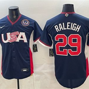 USA #29 Cal Raleigh Navy 2026 World Classic United States 250th Anniversary Patch Road Stadium Stitched Jersey