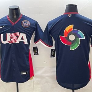 USA Team Big Logo Navy 2026 World Classic United States 250th Anniversary Patch Road Stadium Stitched Jersey