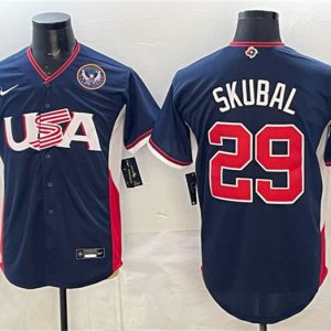 USA #29 Tarik Skubal Navy 2026 World Classic United States 250th Anniversary Patch Road Stadium Stitched Jersey