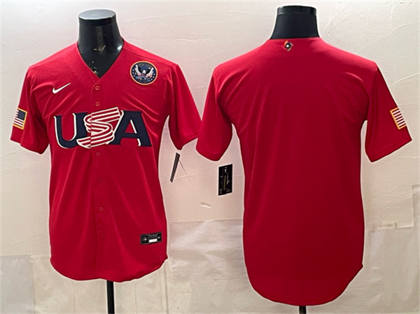 USA Blank Red 2026 World Classic United States 250th Anniversary Patch Stadium Stitched Jersey