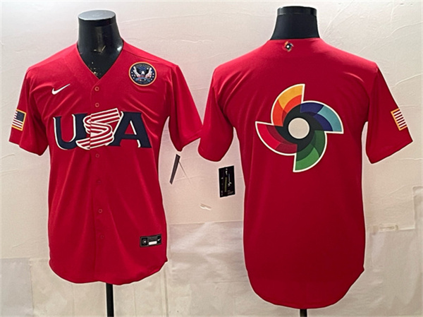 USA Team Big Logo Red 2026 World Classic United States 250th Anniversary Patch Stadium Stitched Jersey