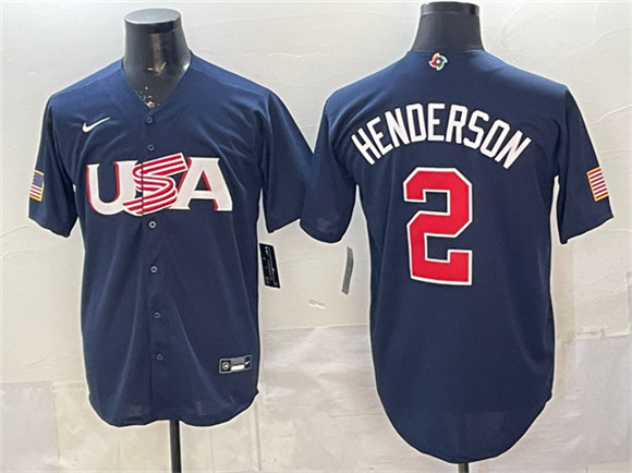 USA #2 Gunnar Henderson Navy World Classic Stitched Jersey