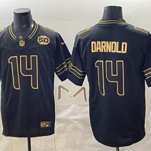 Seattle Seahawks #14 Sam Darnold Black Gold 2025 F.U.S.E. 50th Season Patch Vapor Limited Stitched Jersey