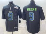 Seattle Seahawks #9 Kenneth Walker III Black 2025 Super Bowl LX Patch Carbon Fashion Vapor Untouchable Limited Stitched Jersey