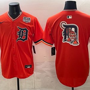 Detroit Tigers Team Big Logo Orange 2026 Alternate USA 250' Patch Vapor Premier Limited Stitched Jersey