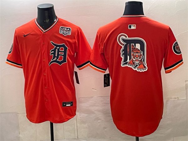Detroit Tigers Team Big Logo Orange 2026 Alternate USA 250' Patch Vapor Premier Limited Stitched Jersey