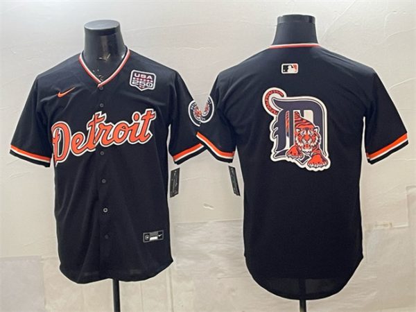 Detroit Tigers Team Big Logo Navy 2026 Alternate USA 250' Patch Vapor Premier Limited Stitched Jersey