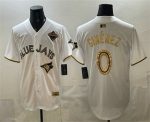 Toronto Blue Jays #0 Andres Gimenez White Gold 2025 American League Champions Limited Jersey