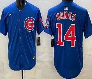 Chicago Cubs #14 Ernie Banks Blue Limited Jersey